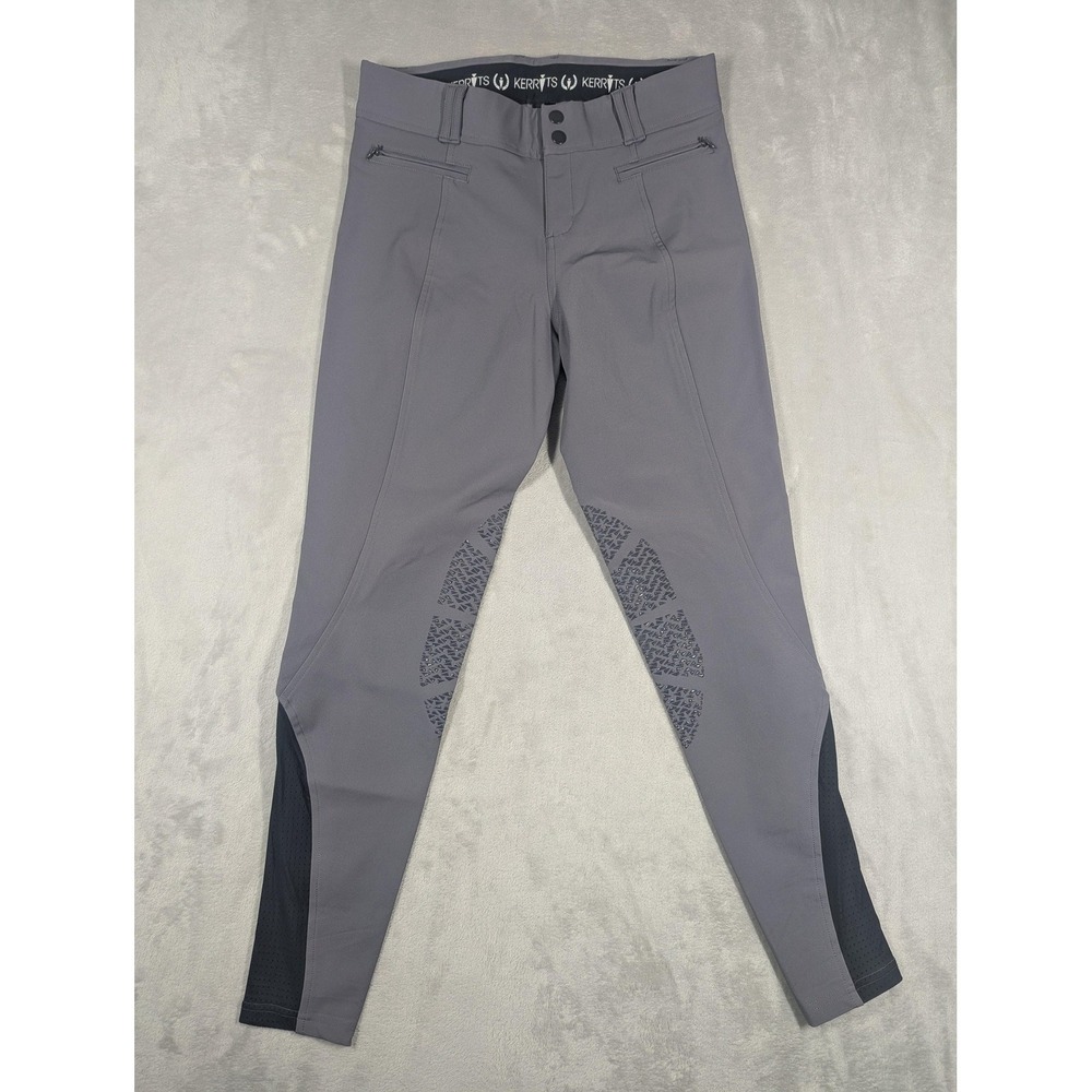 Kerrits Riding Pants Medium Purple Gray Knee Patch Breeches Ventilated Ankle